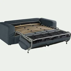 Canapé 3 places convertible bouclette dasco - bleu