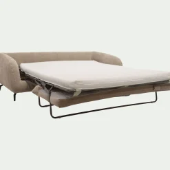 Canapé 4 places convertible en tissu doux tramé - beige