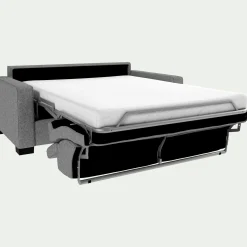 Canapé 2 places convertible en tissus pop avec accoudoirs 15cm - gris moyen