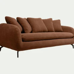 Canapé 3 places convertible en tissu tramé - brun rustrel