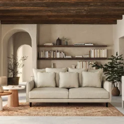 Canapé 4 places convertible en tissu mixte - beige alpilles