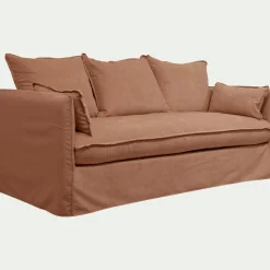 Canapé 3 places convertible en tissu wind - terracotta