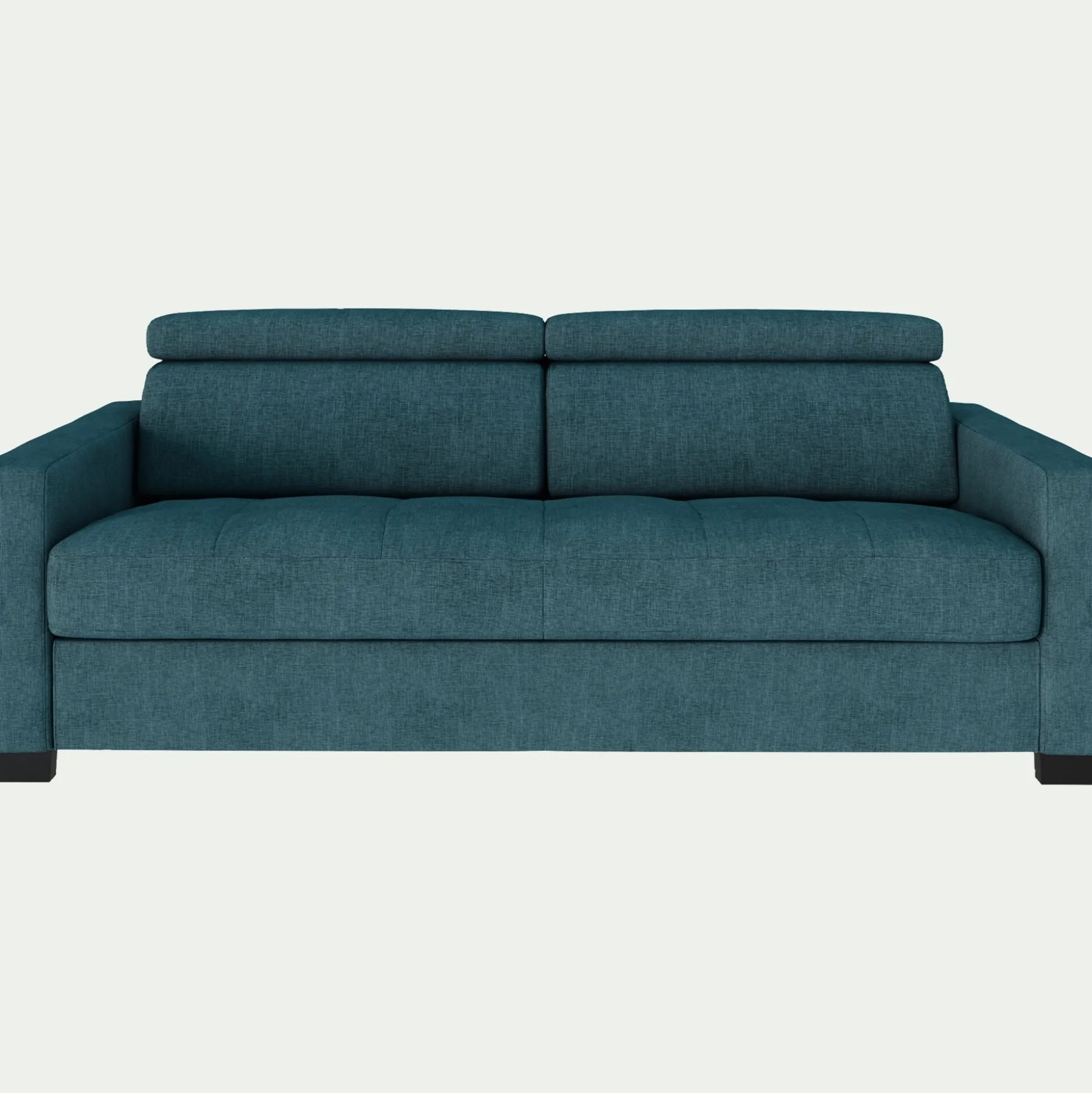 Canapé 3 places convertible matelas Bultex en tissu monclar avec accoudoirs 15cm - bleu niolon