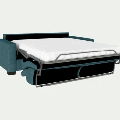 Canapé 3 places convertible matelas Bultex en tissu monclar avec accoudoirs 15cm - bleu niolon