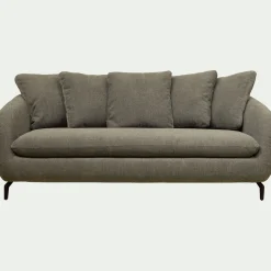 Canapé 3 places convertible en tissu doux - vert garrigue