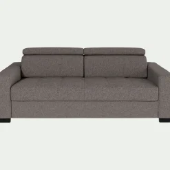 Canapé 3 places convertible en tissu pop avec matelas Bultex et accoudoirs 20cm - taupe