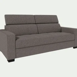 Canapé 3 places convertible en tissu pop avec matelas Bultex et accoudoirs 20cm - taupe