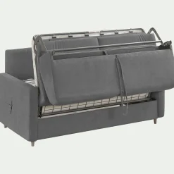 Canapé 3 places convertible en tissu Stella densité 25kg/m3 - gris restanque