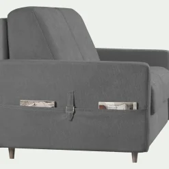 Canapé 3 places convertible en tissu Stella densité 25kg/m3 - gris restanque