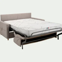 Canapé 3 places convertible en tissu matelas densité 35kg/m3 - gris borie