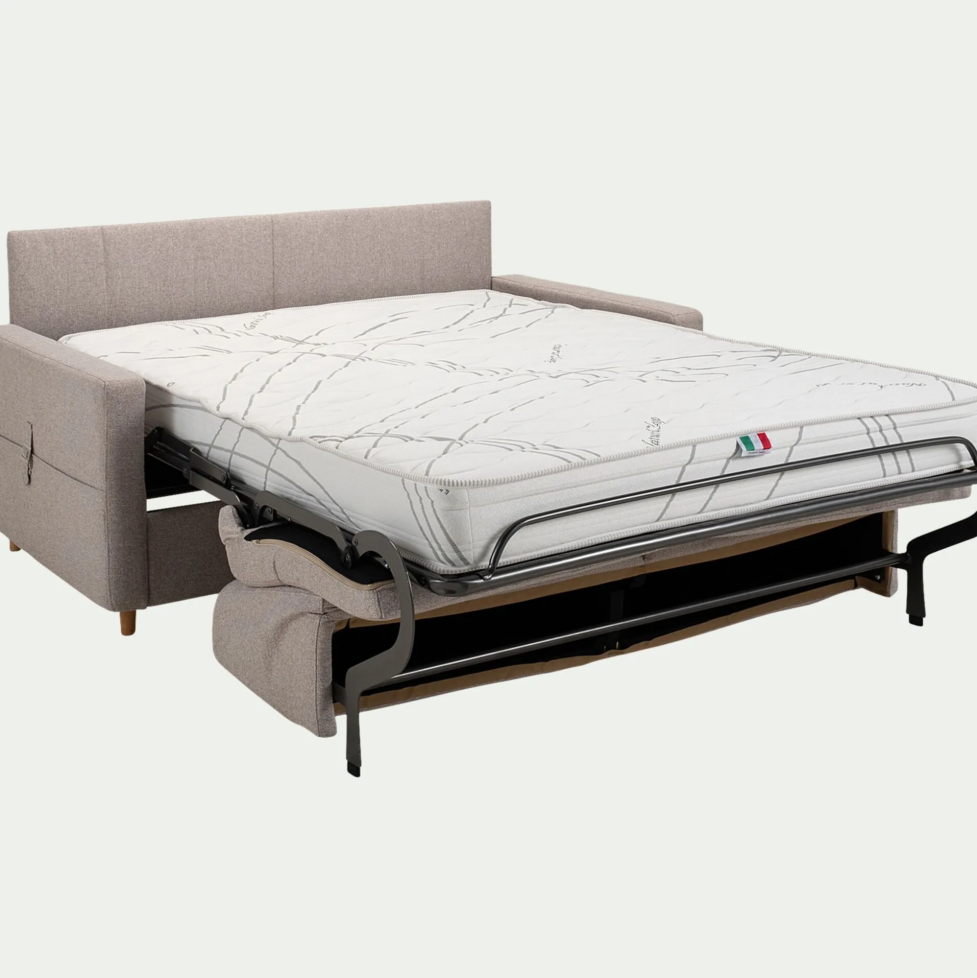 Canapé 3 places convertible en tissu matelas densité 35kg/m3 - gris borie