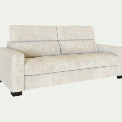 Canapé 3 places convertible en tissu genesis avec accoudoirs 20cm - blanc ventoux