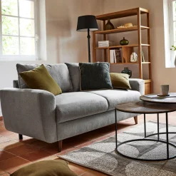 Canapé 3 places convertible en tissu - gris moyen