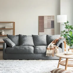 Canapé 4 places convertible en tissu - gris ardoise