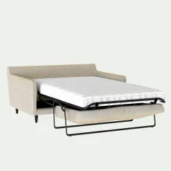 Canapé 2 places convertible matelas Bultex tissu mixte - beige alpilles