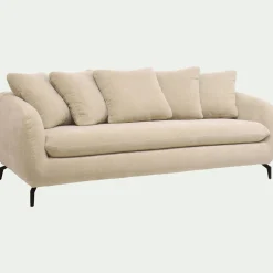 Canapé 4 places convertible en tissu - blanc écru