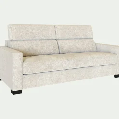 Canapé 3 places convertible matelas Bultex en tissu genesis avec accoudoirs 15cm - blanc ventoux