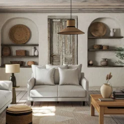 Canapé 2 places convertible en tissu - gris borie