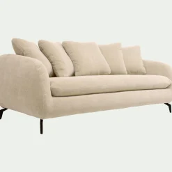 Canapé 3 places convertible en tissu - blanc écru