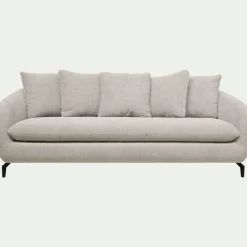 Canapé 4 places convertible en tissu tramé piétement noir - beige roucas