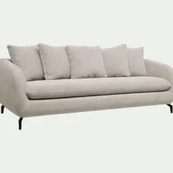 Canapé 4 places convertible en tissu tramé piétement noir - beige roucas