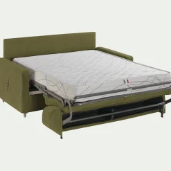 Canapé 4 places convertible en tissu Stella densité 25kg/m3 - vert cèdre
