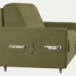 Canapé 4 places convertible en tissu Stella densité 25kg/m3 - vert cèdre