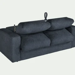 Canapé 3 places convertible en tissu chenille benjo - bleu marine