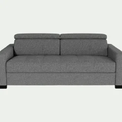 Canapé 3 places convertible matelas Bultex en tissus pop avec accoudoirs 15cm - gris moyen