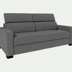 Canapé 3 places convertible matelas Bultex en tissus pop avec accoudoirs 15cm - gris moyen