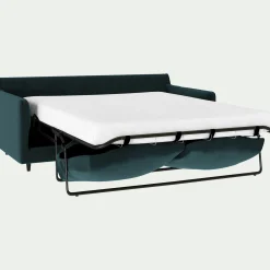 Canapé 3 places convertible en tissu velvet - bleu foncé