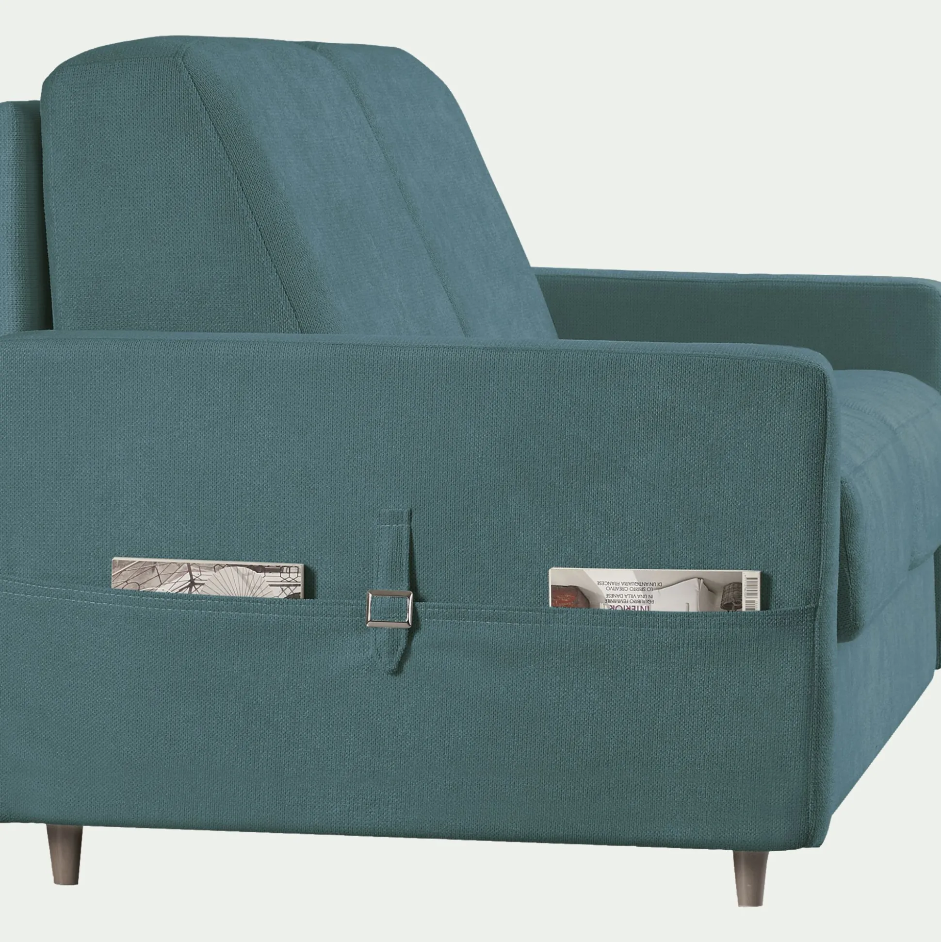 Canapé 3 places convertible en tissu Stella densité 25kg/m3 - bleu