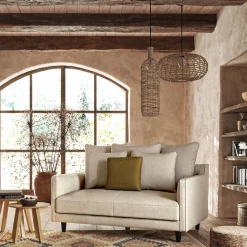 Canapé 2 places convertible tissu mixte - beige alpilles