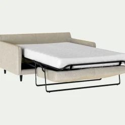 Canapé 2 places convertible tissu mixte - beige alpilles