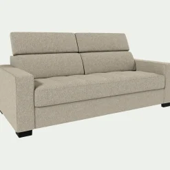 Canapé 3 places convertible en tissu pop avec accoudoirs 20cm - beige