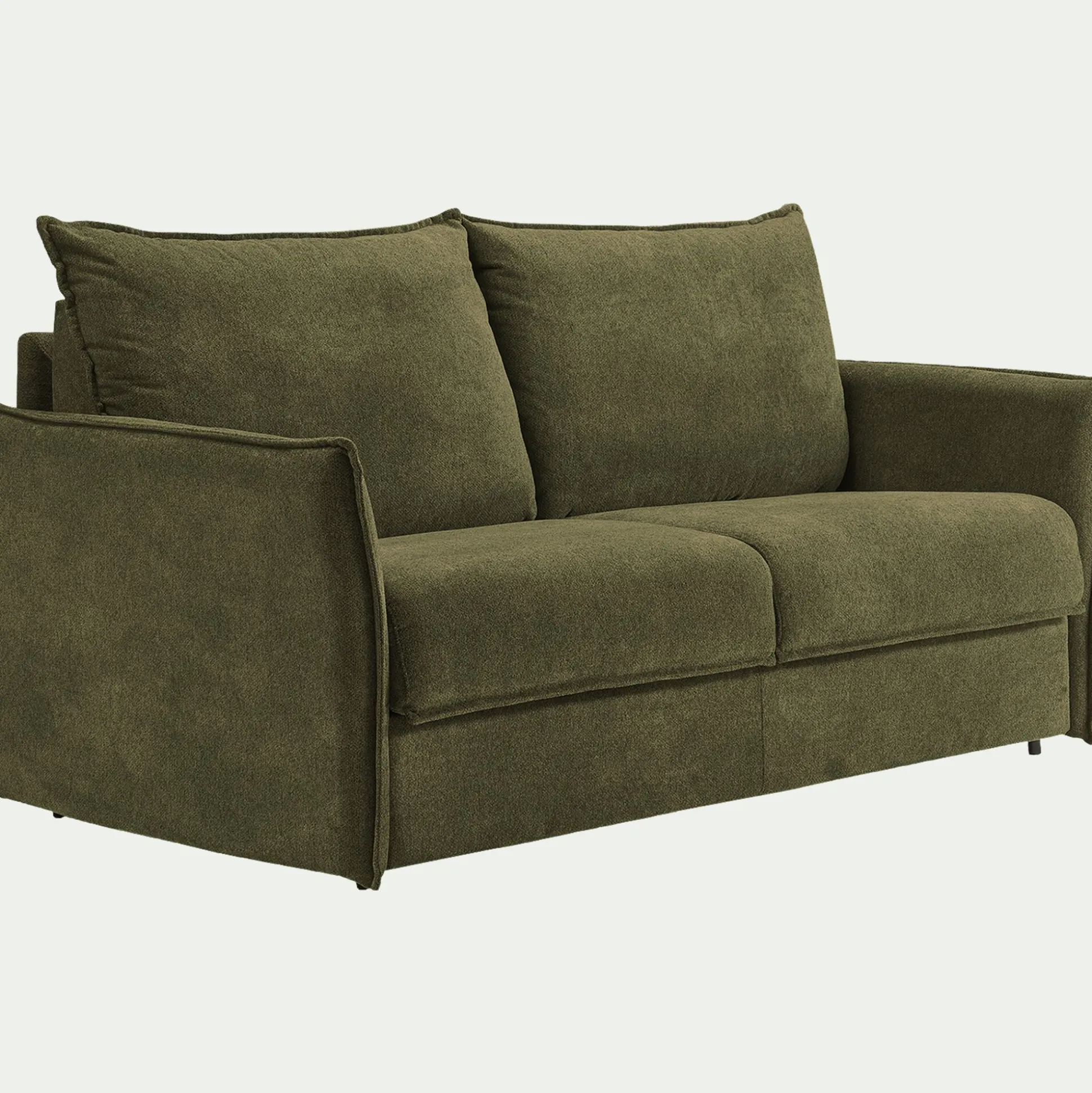 Canapé 4 places convertible en tissu avec matelas densité 35kg/m3 - vert cèdre