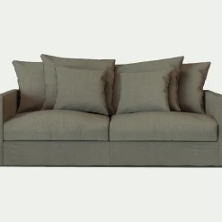 Canapé 3 places convertible avec matelas Bultex en lin et viscose - vert cèdre