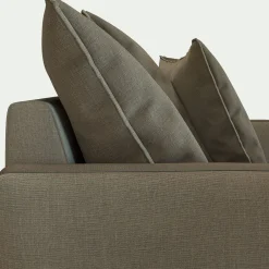 Canapé 3 places convertible avec matelas Bultex en lin et viscose - vert cèdre