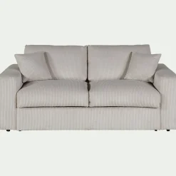 Canapé 3 places convertible en velours côtelé - beige roucas