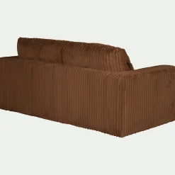 Canapé 3 places convertible en velours côtelé bita - brun rustrel