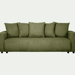 Canapé 4 places convertible en velours côtelé - vert cèdre