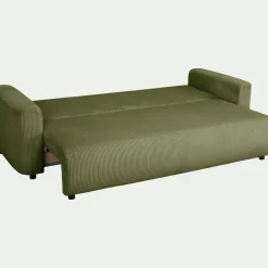 Canapé 4 places convertible en velours côtelé - vert cèdre