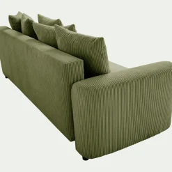Canapé 4 places convertible en velours côtelé - vert cèdre