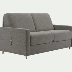 Canapé 3 places convertible en tissu matelas densité 35kg/m3 - gris anthracite