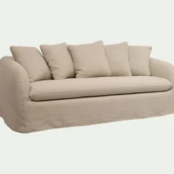 Canapé 3 places convertible en lin - beige alpilles