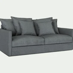 Canapé 3 places convertible avec matelas Bultex en lin et viscose - gris ardoise