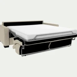 Canapé 3 places convertible en tissus pop avec accoudoirs 15cm - beige