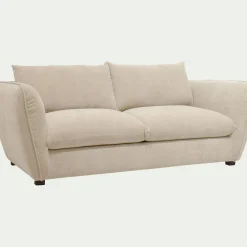 Canapé 3 places convertible en tissu Nature - blanc écru