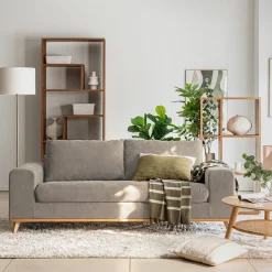 Canapé 3 places convertible en tissu storm - taupe