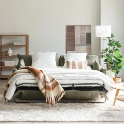 Canapé 4 places convertible en tissu - vert cèdre